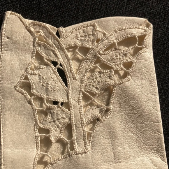 VTG Leather Gloves Italian Made by Anticoli Off White Size 7 - Picture 10 of 16